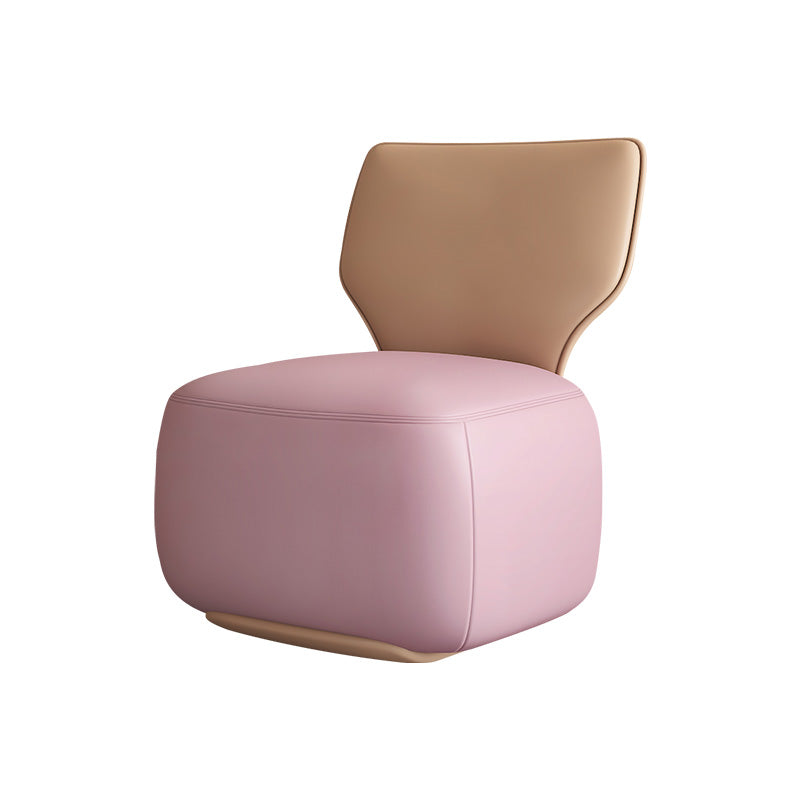 Industrial Upholstered Accent Chair Leather Tight Back Armless Chair Pink Faux Leather 1 Piece Clearhalo 'Accent Chairs' 'accent_chairs' 'Chairs & Seating' 'furn' 'furn_accent_chairs' 'Furniture' 'Living Room Furniture' 6753183