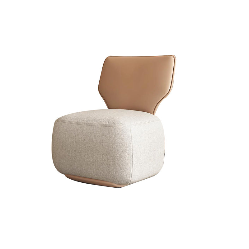 Industrial Upholstered Accent Chair Leather Tight Back Armless Chair Off-White Linen 1 Piece Clearhalo 'Accent Chairs' 'accent_chairs' 'Chairs & Seating' 'furn' 'furn_accent_chairs' 'Furniture' 'Living Room Furniture' 6753187