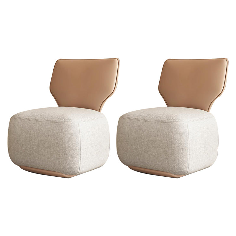 Industrial Upholstered Accent Chair Leather Tight Back Armless Chair Off-White Linen 2 Piece Set Clearhalo 'Accent Chairs' 'accent_chairs' 'Chairs & Seating' 'furn' 'furn_accent_chairs' 'Furniture' 'Living Room Furniture' 6753188