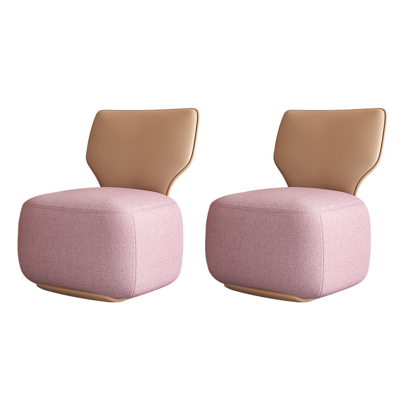 Industrial Upholstered Accent Chair Leather Tight Back Armless Chair Pink Linen 2 Piece Set Clearhalo 'Accent Chairs' 'accent_chairs' 'Chairs & Seating' 'furn' 'furn_accent_chairs' 'Furniture' 'Living Room Furniture' 6753192