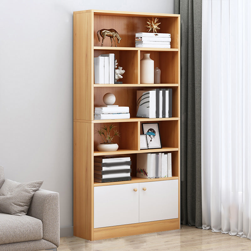 Contemporary Accent Cabinet with Wooden Shelves Rectangle Cabinet Natural 1 7 Shelves Clearhalo 'Cabinets & Chests' 'cabinets_chests' 'furn' 'furn_cabinets_chests' 'Furniture' 'Living Room Furniture' 6753216
