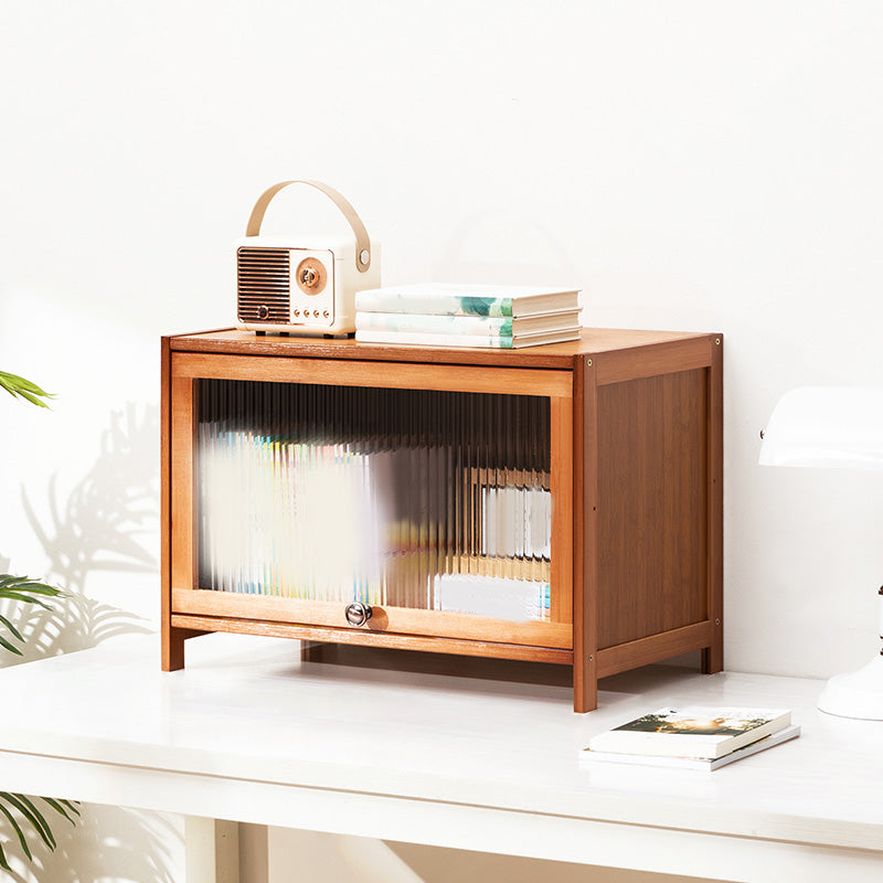 Contemporary Brown Accent Cabinet with Acrylic Doors Rectangle Cabinet 23.6"L x 12.6"W x 15.7"H Clearhalo 'Cabinets & Chests' 'cabinets_chests' 'furn' 'furn_cabinets_chests' 'Furniture' 'Living Room Furniture' 6753237