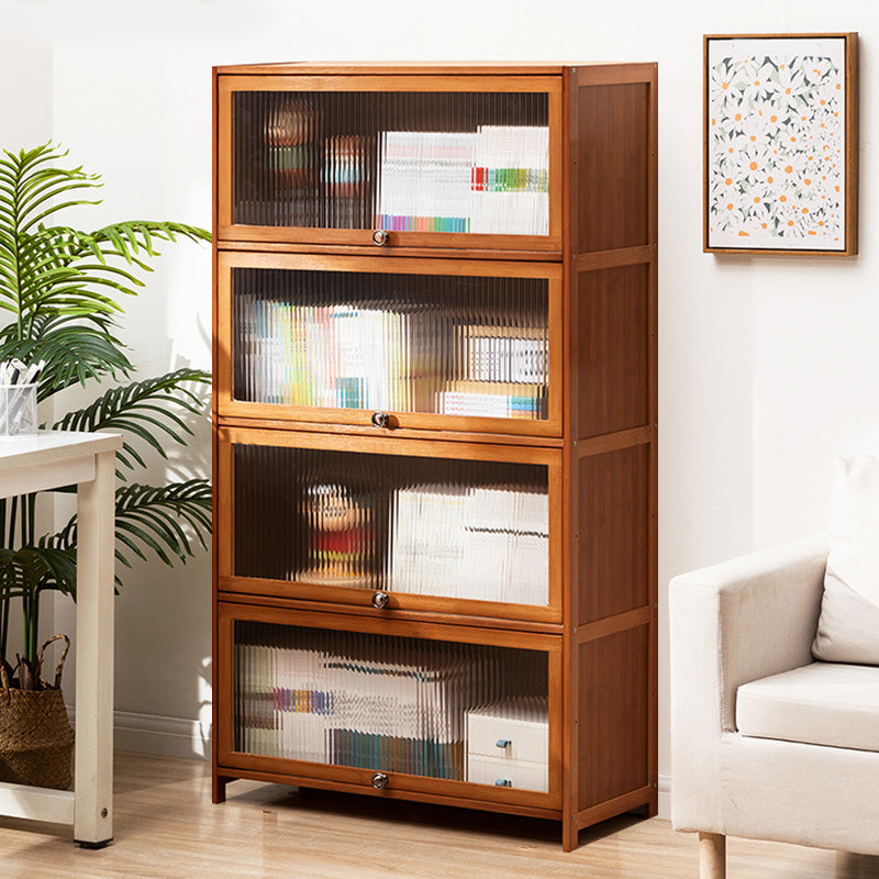 Contemporary Brown Accent Cabinet with Acrylic Doors Rectangle Cabinet 31.5"L x 12.6"W x 55.1"H Clearhalo 'Cabinets & Chests' 'cabinets_chests' 'furn' 'furn_cabinets_chests' 'Furniture' 'Living Room Furniture' 6753238
