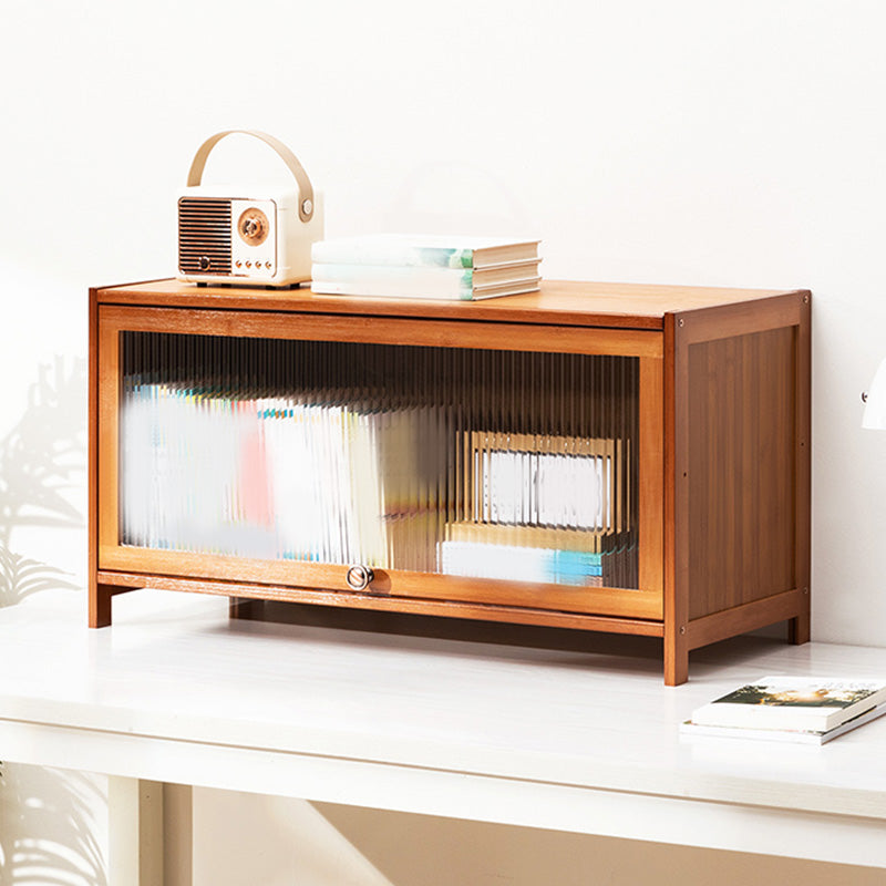 Contemporary Brown Accent Cabinet with Acrylic Doors Rectangle Cabinet 31.5"L x 12.6"W x 15.7"H Clearhalo 'Cabinets & Chests' 'cabinets_chests' 'furn' 'furn_cabinets_chests' 'Furniture' 'Living Room Furniture' 6753240