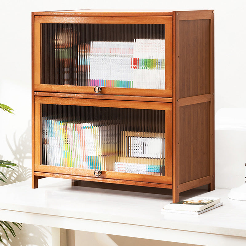 Contemporary Brown Accent Cabinet with Acrylic Doors Rectangle Cabinet 27.6"L x 12.6"W x 28.7"H Clearhalo 'Cabinets & Chests' 'cabinets_chests' 'furn' 'furn_cabinets_chests' 'Furniture' 'Living Room Furniture' 6753244