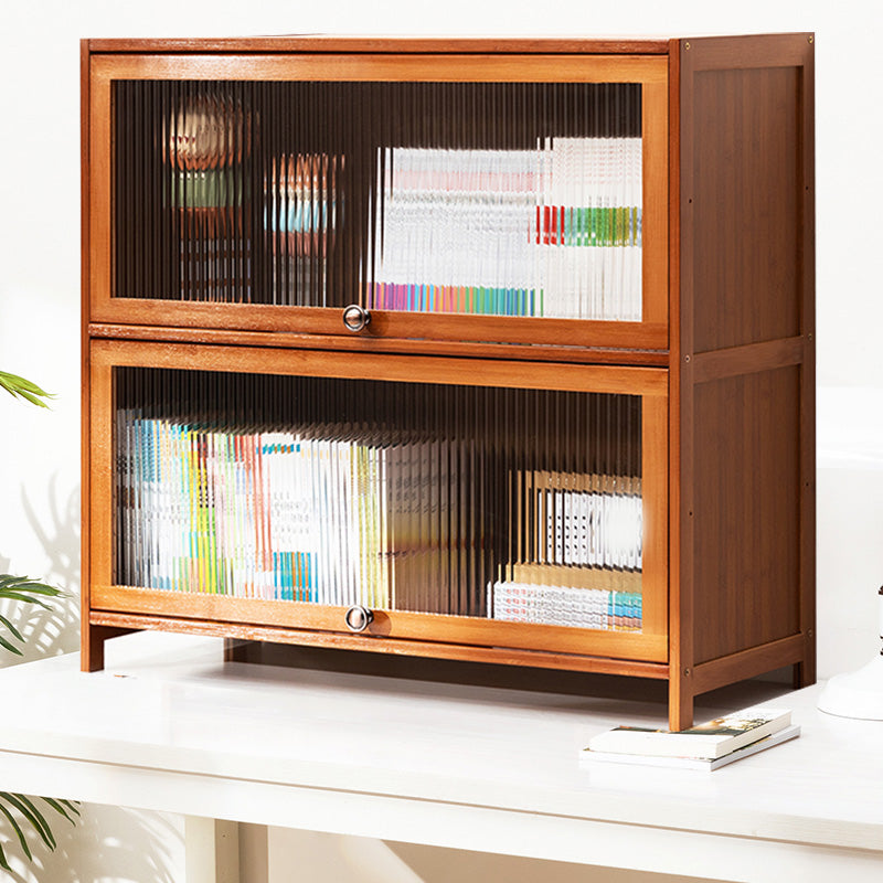 Contemporary Brown Accent Cabinet with Acrylic Doors Rectangle Cabinet 31.5"L x 12.6"W x 28.7"H Clearhalo 'Cabinets & Chests' 'cabinets_chests' 'furn' 'furn_cabinets_chests' 'Furniture' 'Living Room Furniture' 6753247