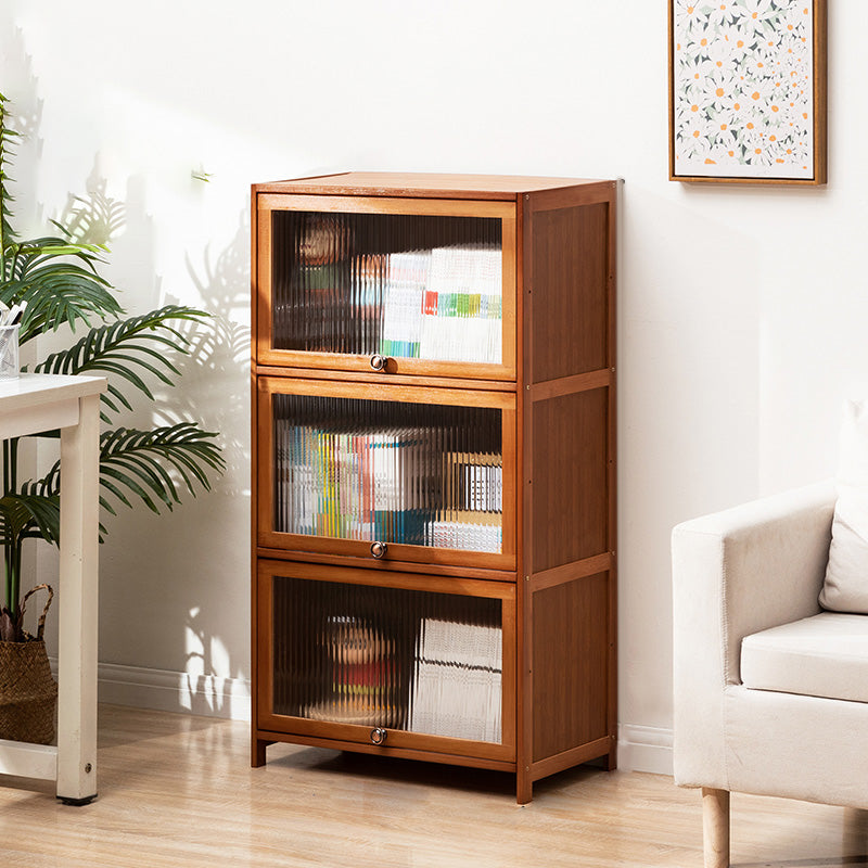 Contemporary Brown Accent Cabinet with Acrylic Doors Rectangle Cabinet 24"L x 13"W x 41"H Clearhalo 'Cabinets & Chests' 'cabinets_chests' 'furn' 'furn_cabinets_chests' 'Furniture' 'Living Room Furniture' 6753248