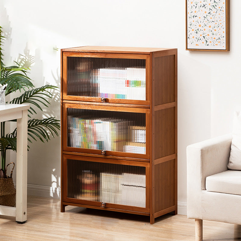 Contemporary Brown Accent Cabinet with Acrylic Doors Rectangle Cabinet 28"L x 13"W x 41"H Clearhalo 'Cabinets & Chests' 'cabinets_chests' 'furn' 'furn_cabinets_chests' 'Furniture' 'Living Room Furniture' 6753249