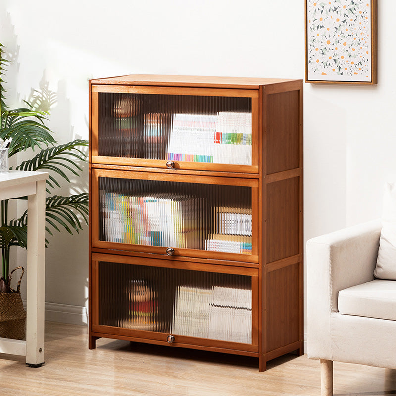Contemporary Brown Accent Cabinet with Acrylic Doors Rectangle Cabinet 32"L x 13"W x 41"H Clearhalo 'Cabinets & Chests' 'cabinets_chests' 'furn' 'furn_cabinets_chests' 'Furniture' 'Living Room Furniture' 6753250