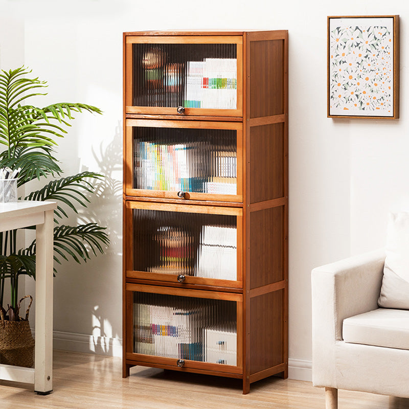 Contemporary Brown Accent Cabinet with Acrylic Doors Rectangle Cabinet 23.6"L x 12.6"W x 55.1"H Clearhalo 'Cabinets & Chests' 'cabinets_chests' 'furn' 'furn_cabinets_chests' 'Furniture' 'Living Room Furniture' 6753251