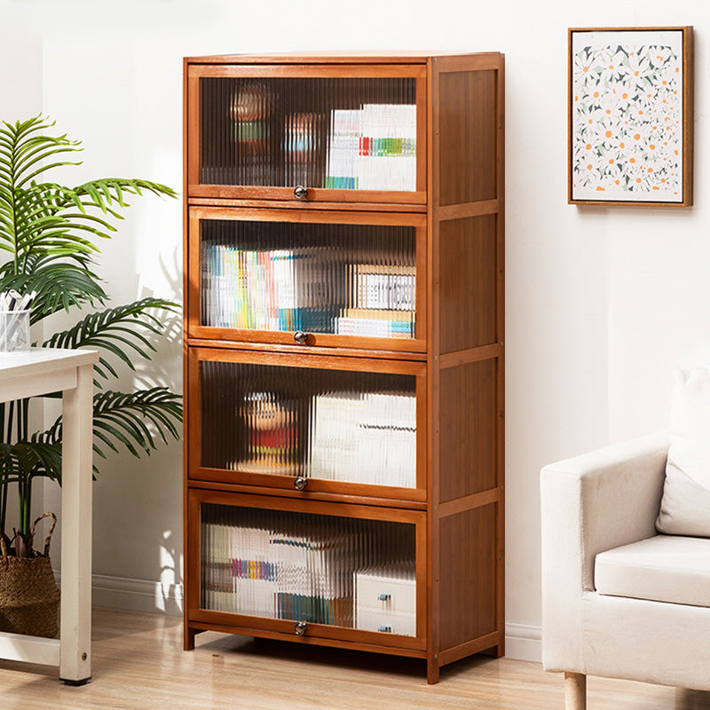 Contemporary Brown Accent Cabinet with Acrylic Doors Rectangle Cabinet 27.6"L x 12.6"W x 55.1"H Clearhalo 'Cabinets & Chests' 'cabinets_chests' 'furn' 'furn_cabinets_chests' 'Furniture' 'Living Room Furniture' 6753252