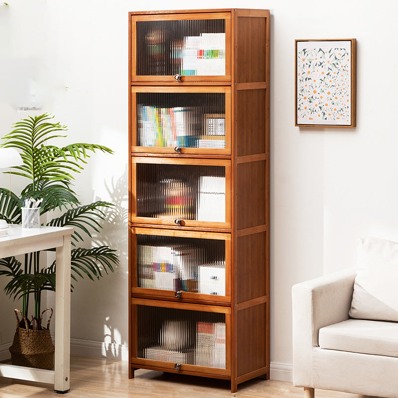 Contemporary Brown Accent Cabinet with Acrylic Doors Rectangle Cabinet 23.6"L x 12.6"W x 67.7"H Clearhalo 'Cabinets & Chests' 'cabinets_chests' 'furn' 'furn_cabinets_chests' 'Furniture' 'Living Room Furniture' 6753253