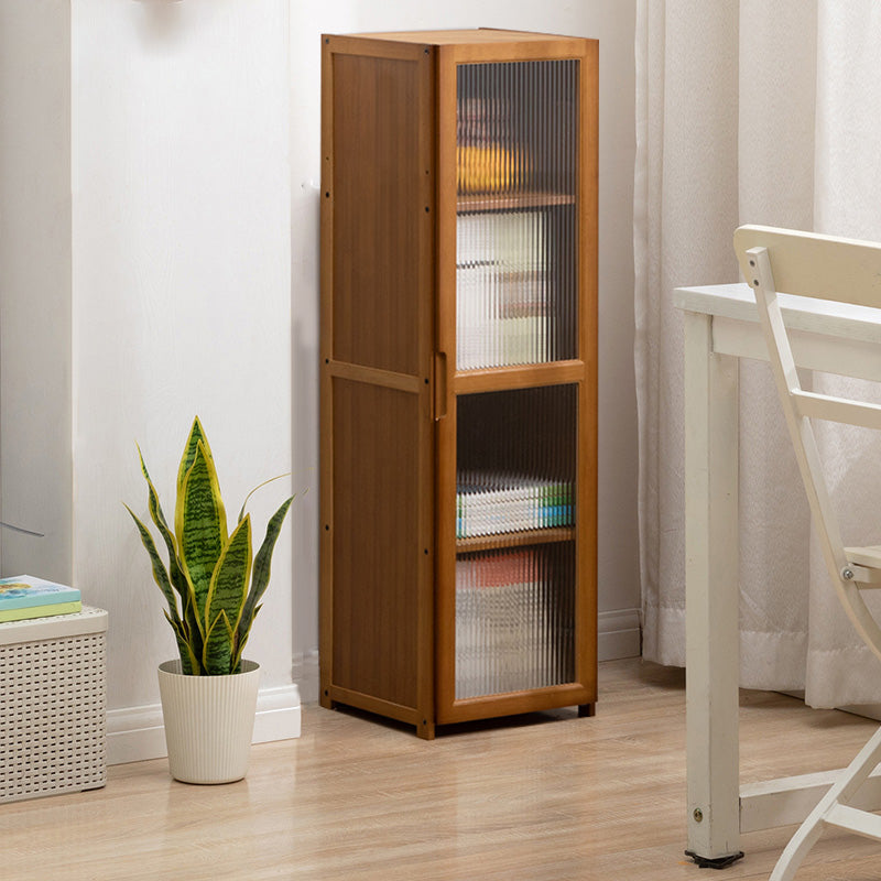Contemporary Brown Accent Cabinet with Acrylic Doors Rectangle Cabinet 12"L x 12"W x 39.5"H Clearhalo 'Cabinets & Chests' 'cabinets_chests' 'furn' 'furn_cabinets_chests' 'Furniture' 'Living Room Furniture' 6753257