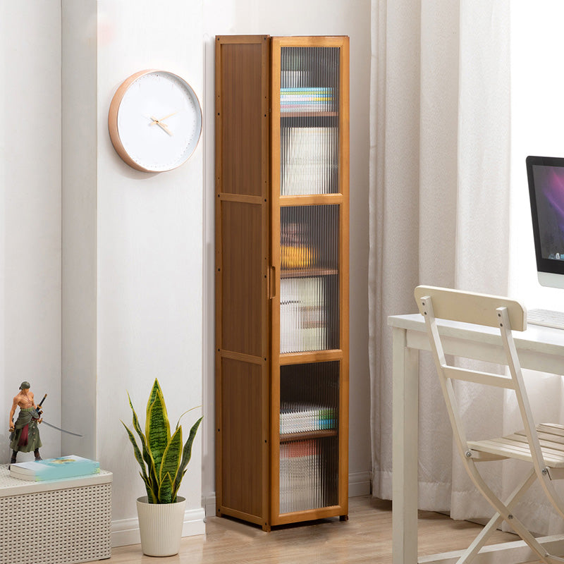 Contemporary Brown Accent Cabinet with Acrylic Doors Rectangle Cabinet 11.8"L x 11.8"W x 59.1"H Clearhalo 'Cabinets & Chests' 'cabinets_chests' 'furn' 'furn_cabinets_chests' 'Furniture' 'Living Room Furniture' 6753259