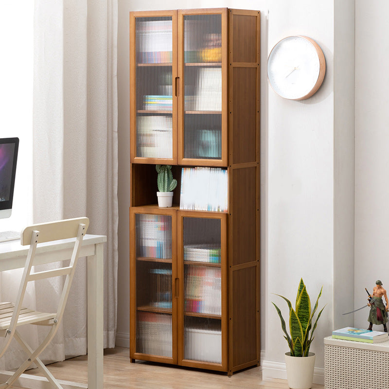 Contemporary Brown Accent Cabinet with Acrylic Doors Rectangle Cabinet 23.6"L x 11.8"W x 68.9"H Clearhalo 'Cabinets & Chests' 'cabinets_chests' 'furn' 'furn_cabinets_chests' 'Furniture' 'Living Room Furniture' 6753265
