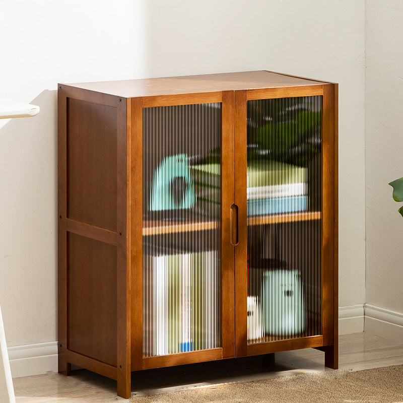 Contemporary Brown Accent Cabinet with Acrylic Doors Rectangle Cabinet 25.6"L x 12.6"W x 28.3"H Clearhalo 'Cabinets & Chests' 'cabinets_chests' 'furn' 'furn_cabinets_chests' 'Furniture' 'Living Room Furniture' 6753266