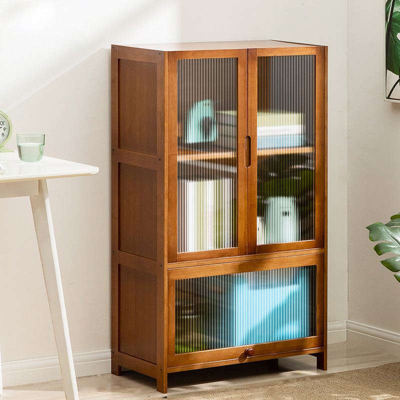 Contemporary Brown Accent Cabinet with Acrylic Doors Rectangle Cabinet 26"L x 13"W x 41"H Clearhalo 'Cabinets & Chests' 'cabinets_chests' 'furn' 'furn_cabinets_chests' 'Furniture' 'Living Room Furniture' 6753267