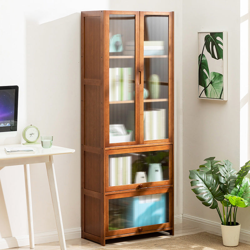 Contemporary Brown Accent Cabinet with Acrylic Doors Rectangle Cabinet 25.6"L x 12.6"W x 66.9"H Clearhalo 'Cabinets & Chests' 'cabinets_chests' 'furn' 'furn_cabinets_chests' 'Furniture' 'Living Room Furniture' 6753268