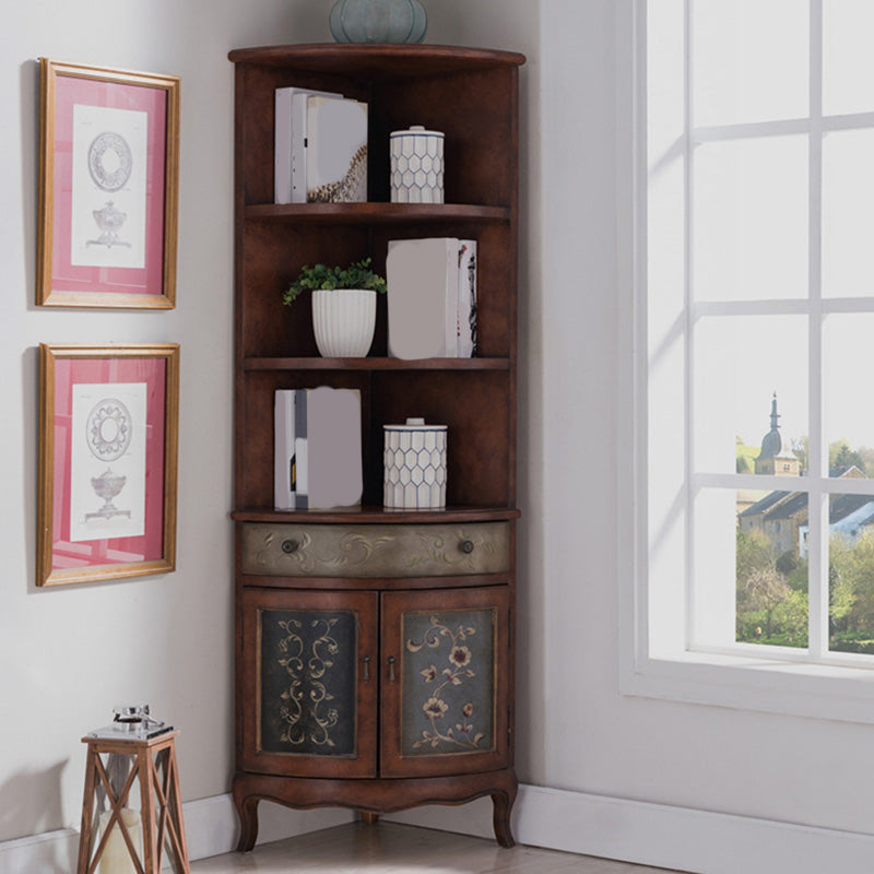 Mid-Century Modern Rectangle Accent Cabinet in Solid Wood with Door Walnut Blue Clearhalo 'Cabinets & Chests' 'cabinets_chests' 'furn' 'furn_cabinets_chests' 'Furniture' 'Living Room Furniture' 6753318