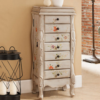 Industrial Side Cabinet in Solid Wood with 7 Drawers and 1 Door White Clearhalo 'Cabinets & Chests' 'cabinets_chests' 'furn' 'furn_cabinets_chests' 'Furniture' 'Living Room Furniture' 6753329