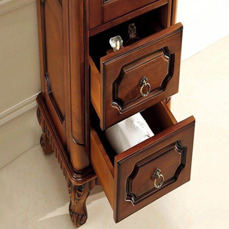 Mid-Century Modern Brown Cabinet with 1 Galss Door and 2 Drawers Clearhalo 'Cabinets & Chests' 'cabinets_chests' 'furn' 'furn_cabinets_chests' 'Furniture' 'Living Room Furniture' 6753343