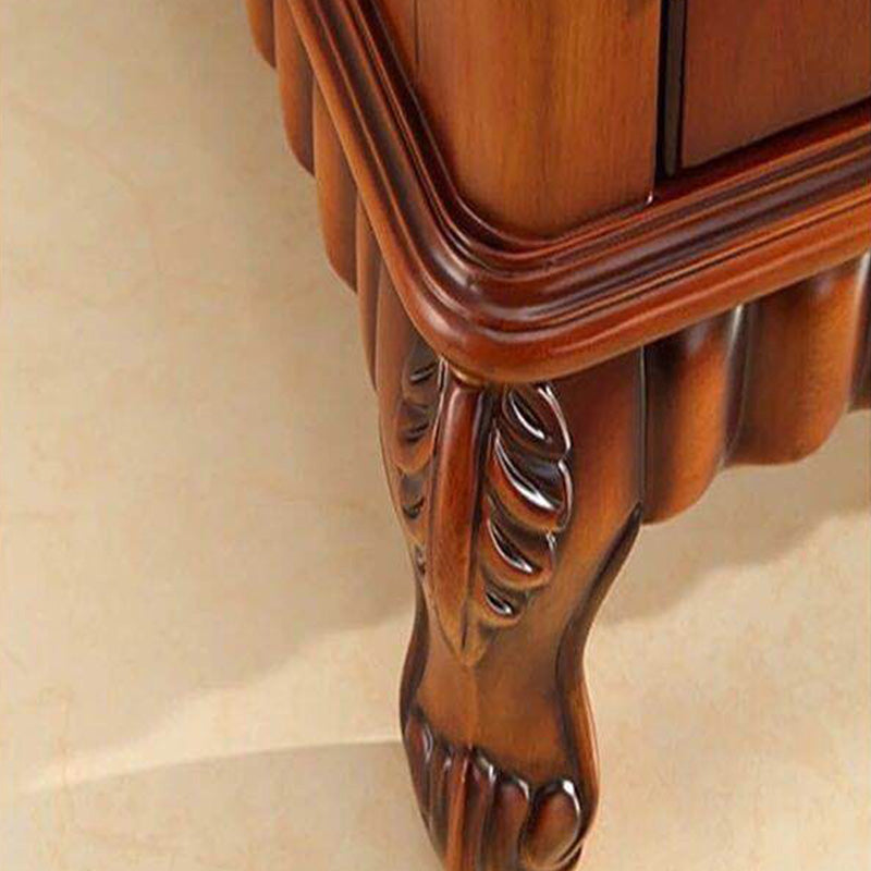 Mid-Century Modern Brown Cabinet with 1 Galss Door and 2 Drawers Clearhalo 'Cabinets & Chests' 'cabinets_chests' 'furn' 'furn_cabinets_chests' 'Furniture' 'Living Room Furniture' 6753344