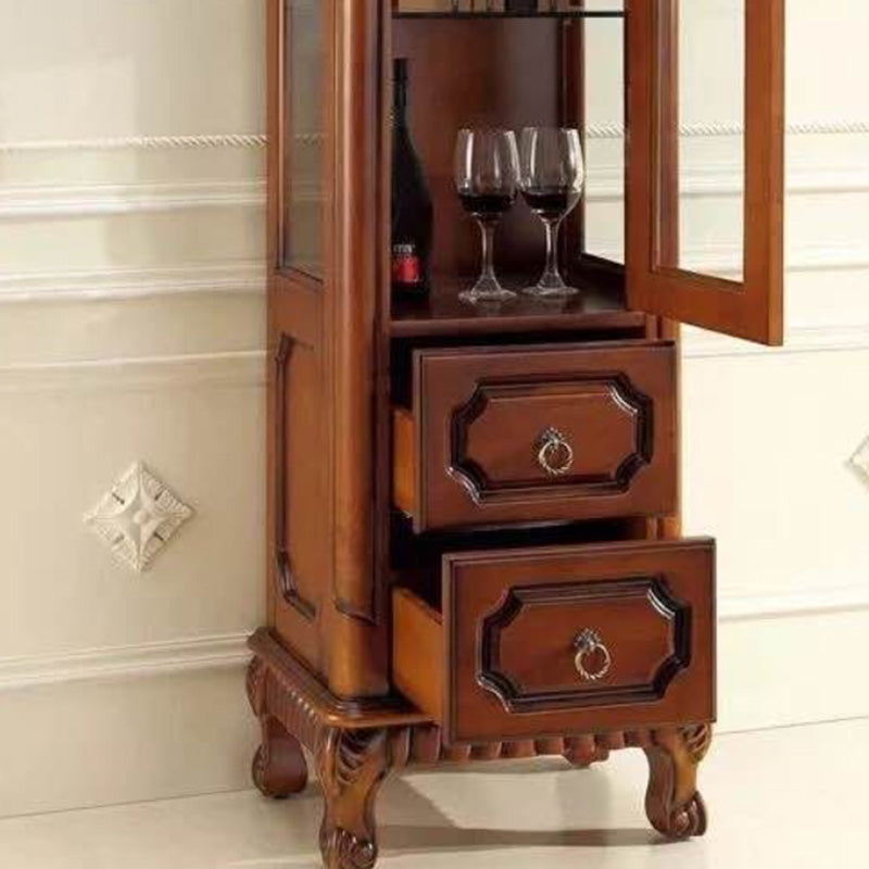 Mid-Century Modern Brown Cabinet with 1 Galss Door and 2 Drawers Clearhalo 'Cabinets & Chests' 'cabinets_chests' 'furn' 'furn_cabinets_chests' 'Furniture' 'Living Room Furniture' 6753345