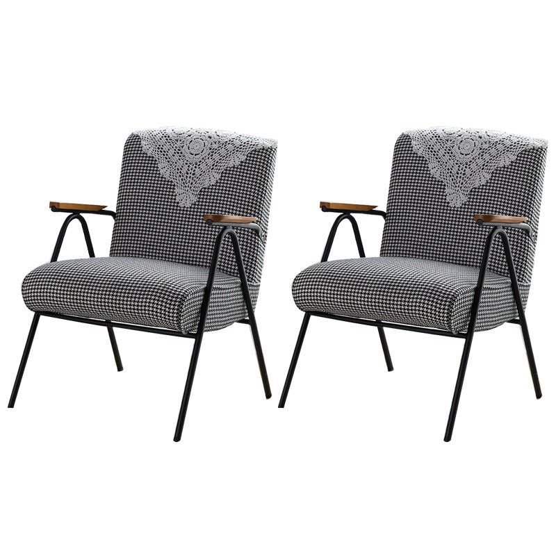 Mid-Century Modern Arm Chair Living Room Arms Included Square Arms Accent Chair Houndstooth pattern 2 Piece Set Clearhalo 'Accent Chairs' 'accent_chairs' 'Chairs & Seating' 'furn' 'furn_accent_chairs' 'Furniture' 'Living Room Furniture' 6753418
