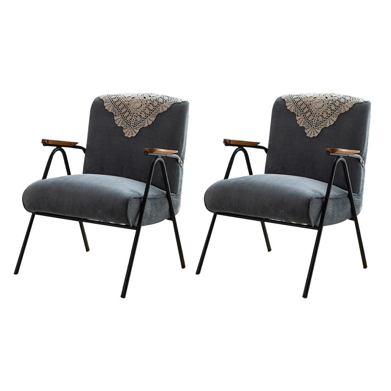 Mid-Century Modern Arm Chair Living Room Arms Included Square Arms Accent Chair Grey 2 Piece Set Clearhalo 'Accent Chairs' 'accent_chairs' 'Chairs & Seating' 'furn' 'furn_accent_chairs' 'Furniture' 'Living Room Furniture' 6753429