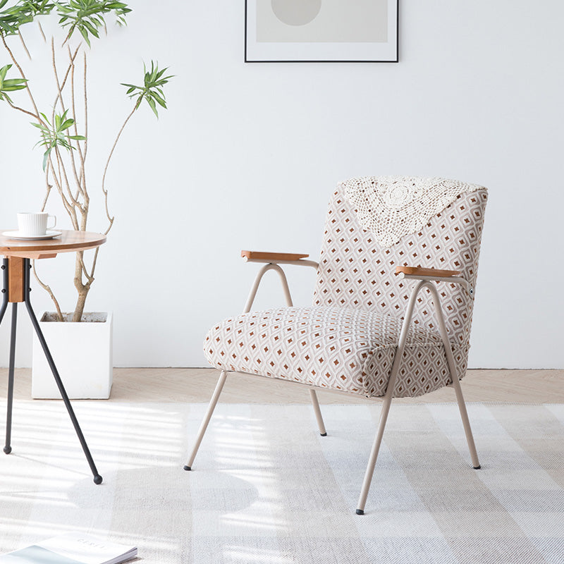 Mid-Century Modern Arm Chair Living Room Arms Included Square Arms Accent Chair White 1 Piece Clearhalo 'Accent Chairs' 'accent_chairs' 'Chairs & Seating' 'furn' 'furn_accent_chairs' 'Furniture' 'Living Room Furniture' 6753446