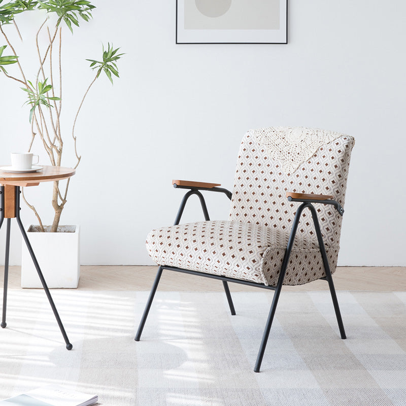 Mid-Century Modern Arm Chair Living Room Arms Included Square Arms Accent Chair White-Black 1 Piece Clearhalo 'Accent Chairs' 'accent_chairs' 'Chairs & Seating' 'furn' 'furn_accent_chairs' 'Furniture' 'Living Room Furniture' 6753452