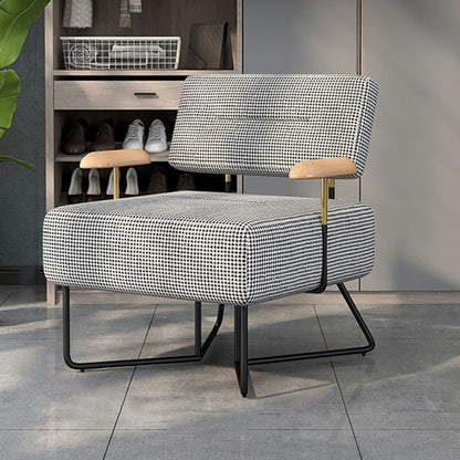 Industrial Arm Chair Houndstooth with Fabric Seat Cross Fixed Back Armchair