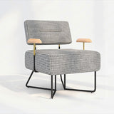 Industrial Arm Chair Houndstooth with Fabric Seat Cross Fixed Back Armchair