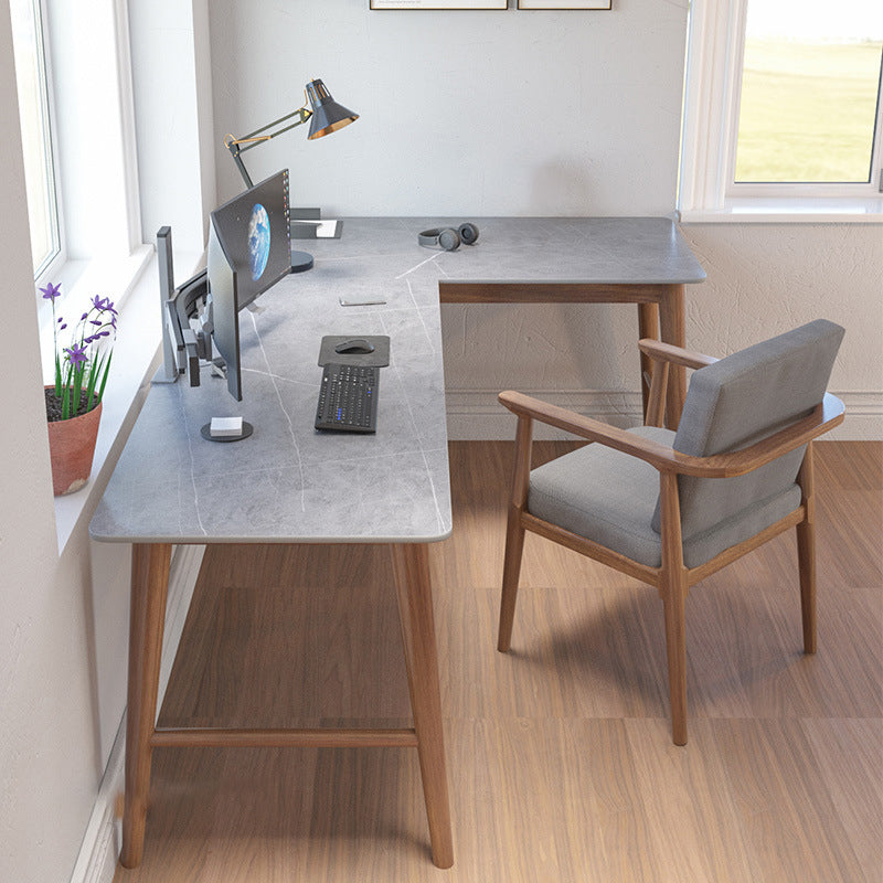 Scrivania per uffici di pietra contemporanea scrivania a l-forma per ufficio