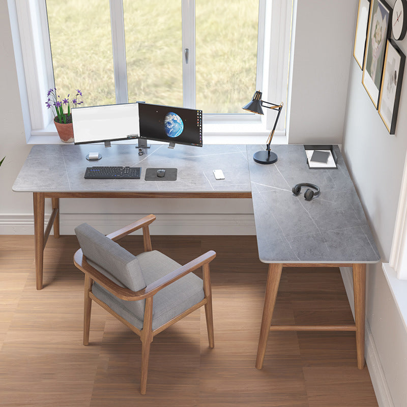 Scrivania per uffici di pietra contemporanea scrivania a l-forma per ufficio