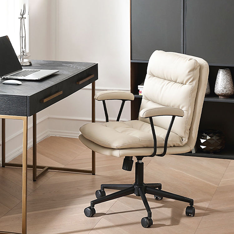 Modern Leather Chair Padded Arms Adjustable Seat Height Office Chair with Wheels Clearhalo 'furn' 'furn_office_chair' 'Furniture' 'Office Chairs' 'Office Furniture' 'office_chair' 6753628