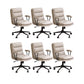 Modern Leather Chair Padded Arms Adjustable Seat Height Office Chair with Wheels 6 Piece Set Black Clearhalo 'furn' 'furn_office_chair' 'Furniture' 'Office Chairs' 'Office Furniture' 'office_chair' 6753632