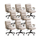 Modern Leather Chair Padded Arms Adjustable Seat Height Office Chair with Wheels 8 Piece Set Black Clearhalo 'furn' 'furn_office_chair' 'Furniture' 'Office Chairs' 'Office Furniture' 'office_chair' 6753633