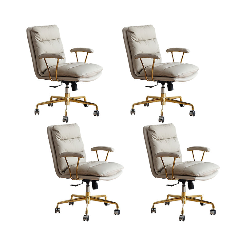 Modern Leather Chair Padded Arms Adjustable Seat Height Office Chair with Wheels 4 Piece Set Gold Clearhalo 'furn' 'furn_office_chair' 'Furniture' 'Office Chairs' 'Office Furniture' 'office_chair' 6753638