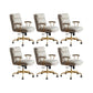 Modern Leather Chair Padded Arms Adjustable Seat Height Office Chair with Wheels 6 Piece Set Gold Clearhalo 'furn' 'furn_office_chair' 'Furniture' 'Office Chairs' 'Office Furniture' 'office_chair' 6753641