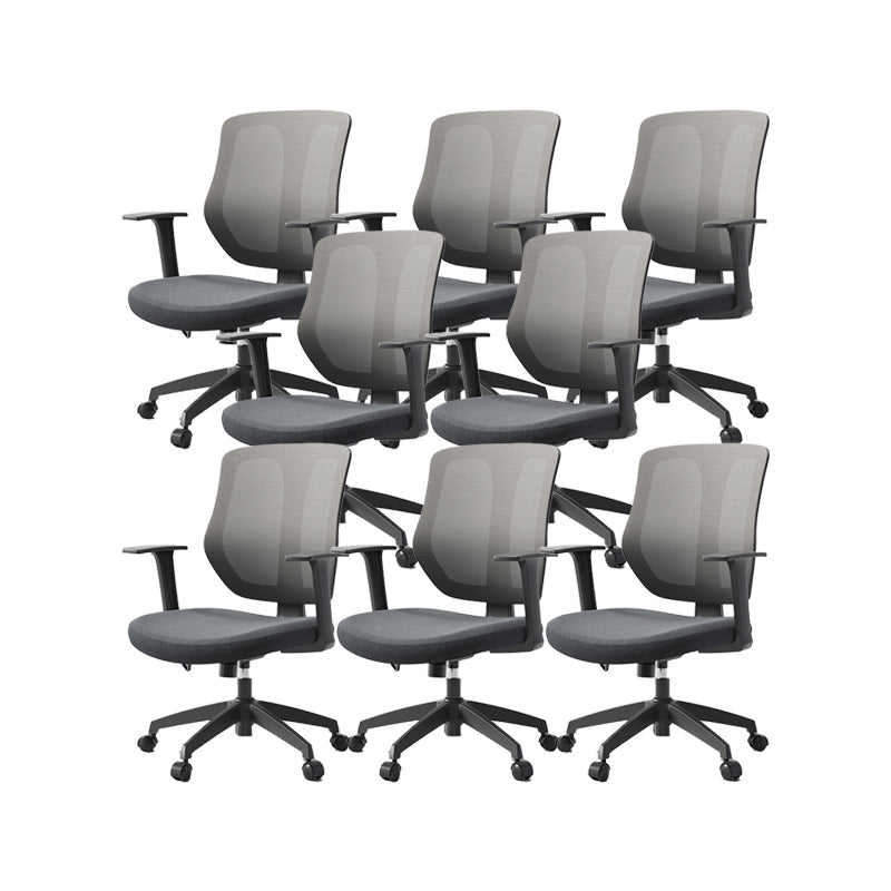 Silla de oficina moderna altura del asiento ajustable brazos fijos silla giratoria con ruedas