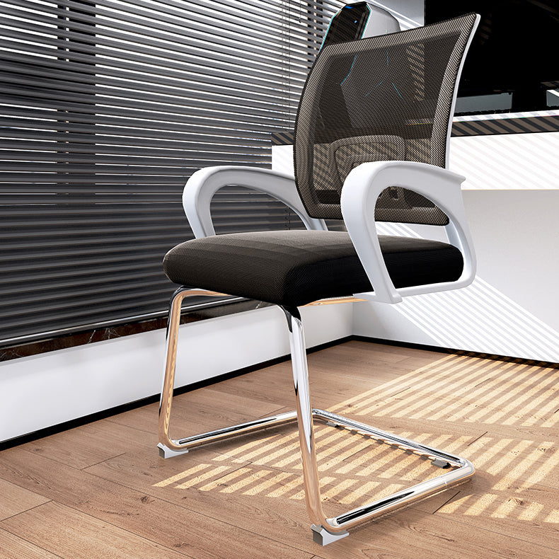 Moderne stoel geen wielen vaste armen gestoffeerd geen pijnlijke bureaustoel