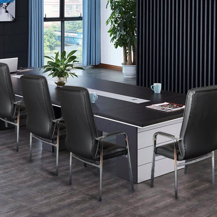 Estilo moderno silla de oficina de armas fijo silla de cuero para tareas para oficina