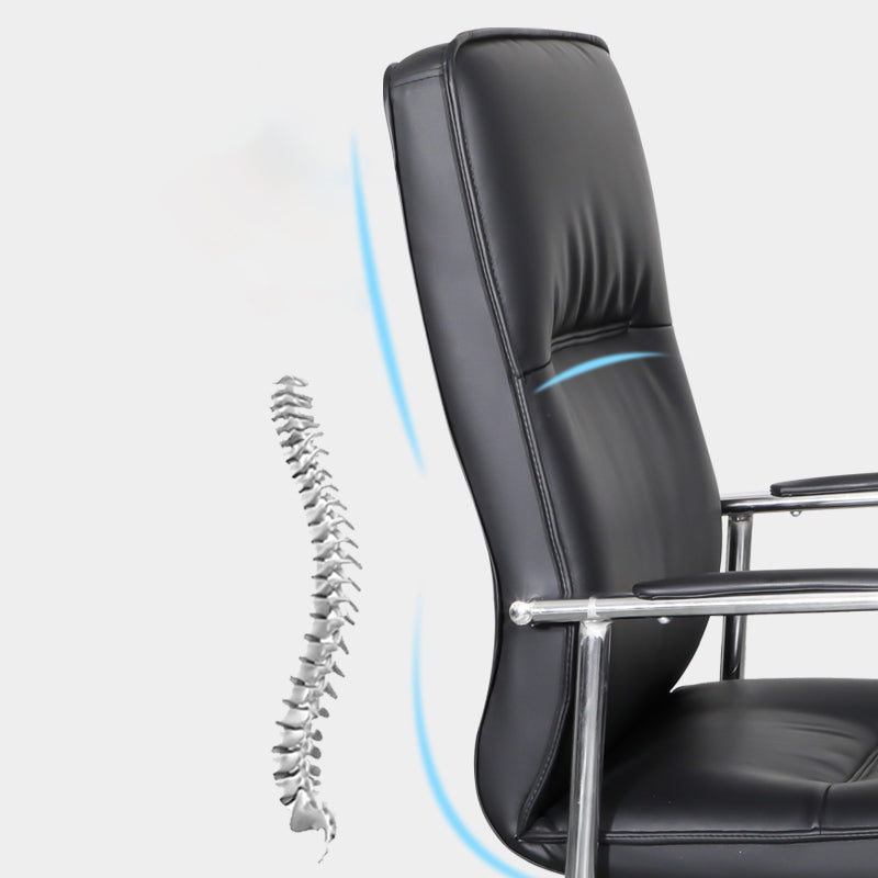 Estilo moderno silla de oficina de armas fijo silla de cuero para tareas para oficina