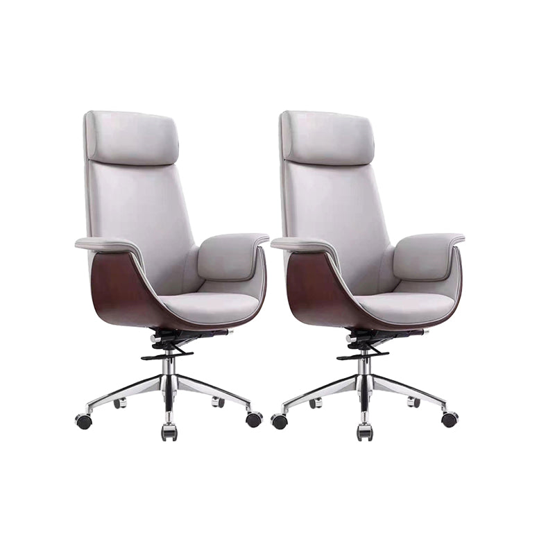 Modern Executive Chair Adjustable Back Height Office Chair with Wheels Dark Gray 2 Piece Set Clearhalo 'furn' 'furn_office_chair' 'Furniture' 'Office Chairs' 'Office Furniture' 'office_chair' 6753855