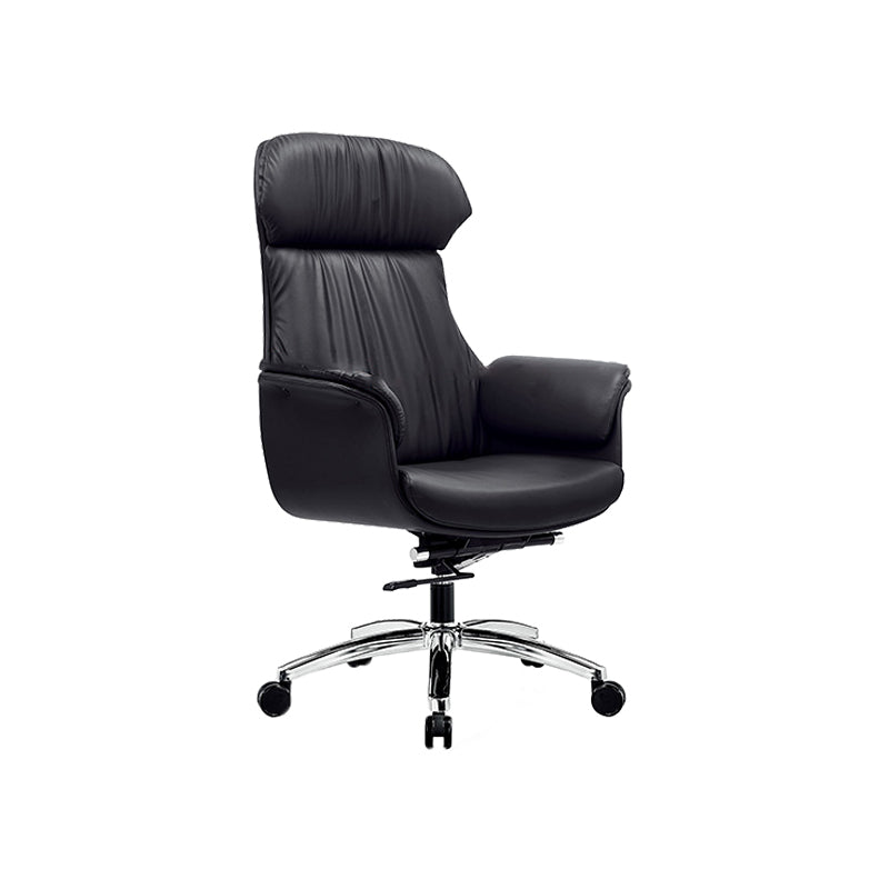Modern Executive Chair Adjustable Back Height Office Chair with Wheels Textured Black 1 Piece Clearhalo 'furn' 'furn_office_chair' 'Furniture' 'Office Chairs' 'Office Furniture' 'office_chair' 6753862