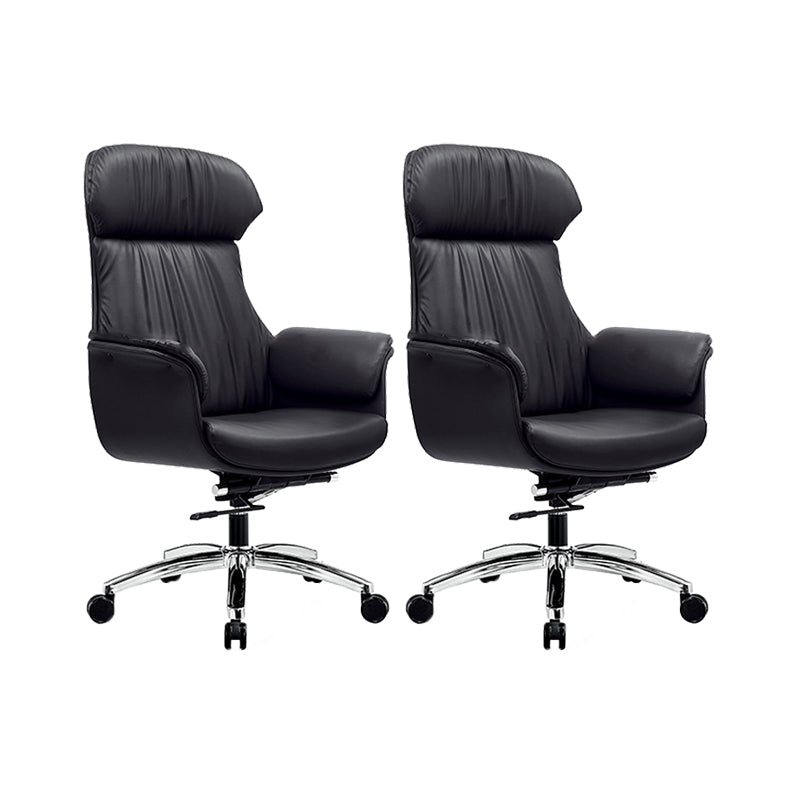 Modern Executive Chair Adjustable Back Height Office Chair with Wheels Textured Black 2 Piece Set Clearhalo 'furn' 'furn_office_chair' 'Furniture' 'Office Chairs' 'Office Furniture' 'office_chair' 6753865