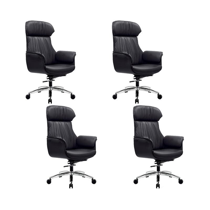 Modern Executive Chair Adjustable Back Height Office Chair with Wheels Textured Black 4 Piece Set Clearhalo 'furn' 'furn_office_chair' 'Furniture' 'Office Chairs' 'Office Furniture' 'office_chair' 6753867