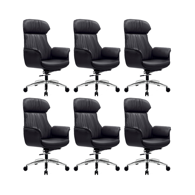 Modern Executive Chair Adjustable Back Height Office Chair with Wheels Textured Black 6 Piece Set Clearhalo 'furn' 'furn_office_chair' 'Furniture' 'Office Chairs' 'Office Furniture' 'office_chair' 6753868