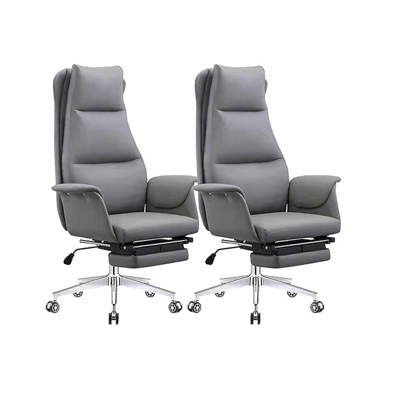 Modern Executive Chair Adjustable Back Height Office Chair with Wheels Grey 2 Piece Set Clearhalo 'furn' 'furn_office_chair' 'Furniture' 'Office Chairs' 'Office Furniture' 'office_chair' 6753872